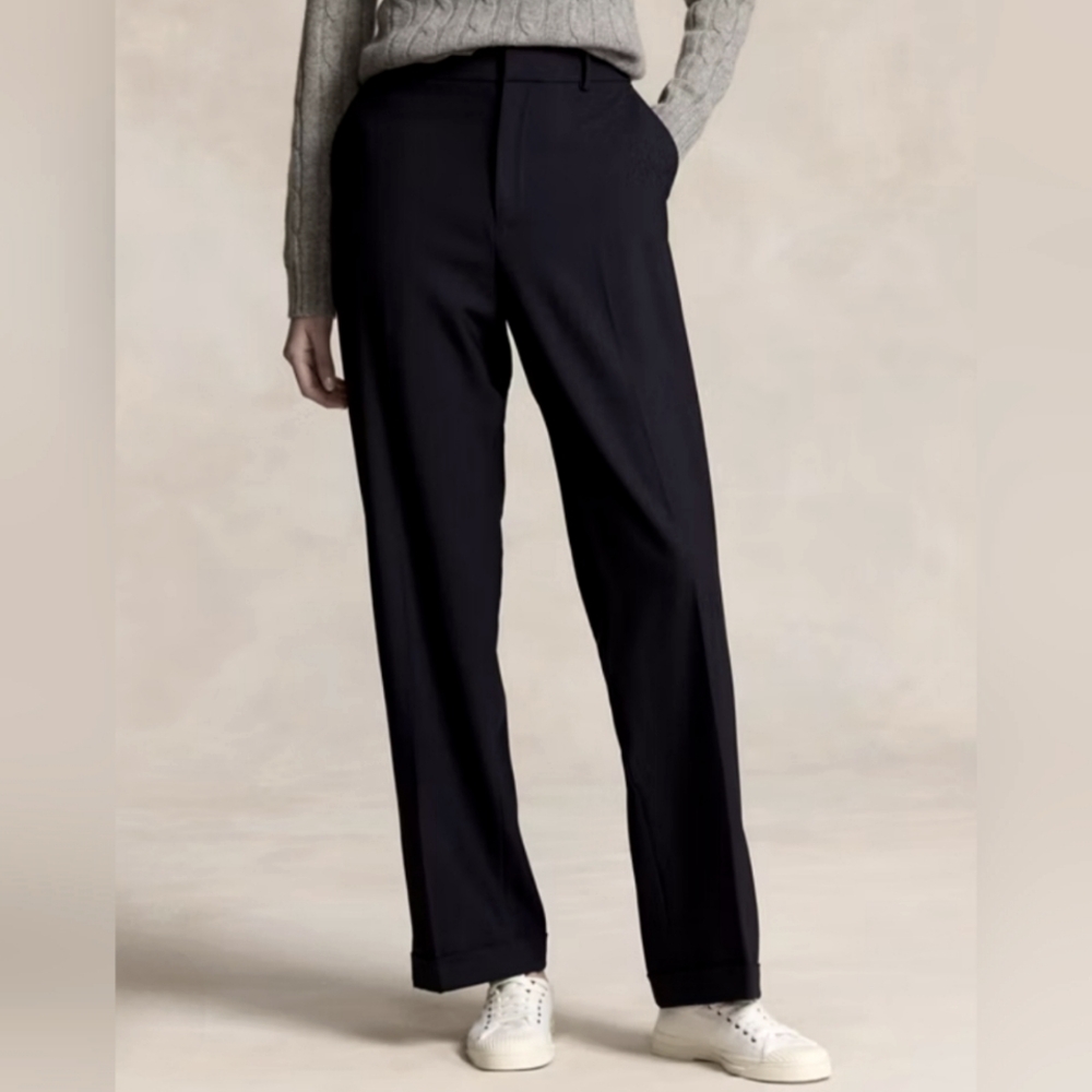 Ralph Lauren Purple Label 90's Vintage Black Wool Flat Front Trousers